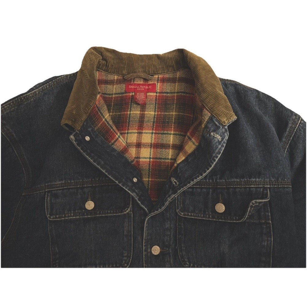 VTG 90s Chore Jacket Denim Heavy Flannel Lined Corduroy Banana Republic SZ XL